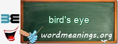 WordMeaning blackboard for bird's eye